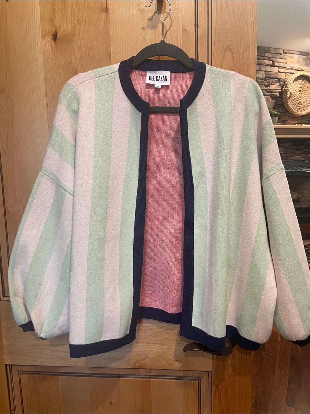 Bel Kazan Pastel Stripe Open Cardigan - Mint & Pink